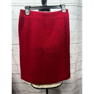 Kate Hill 8P woolmark‎ blend red lined skirt (#2078)